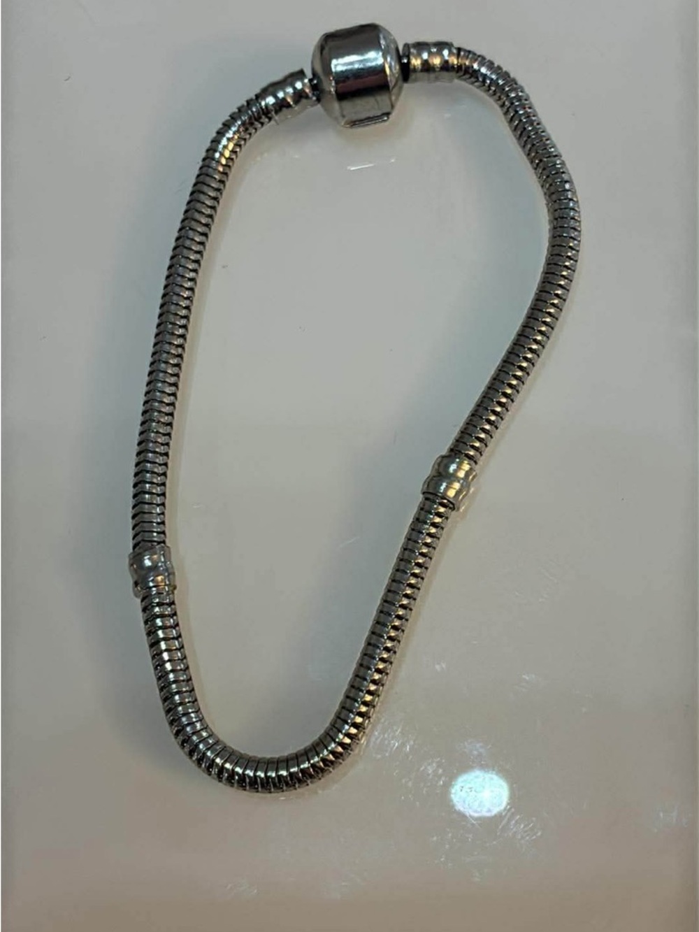Silver Tone Snake Chain Charm Bracelet